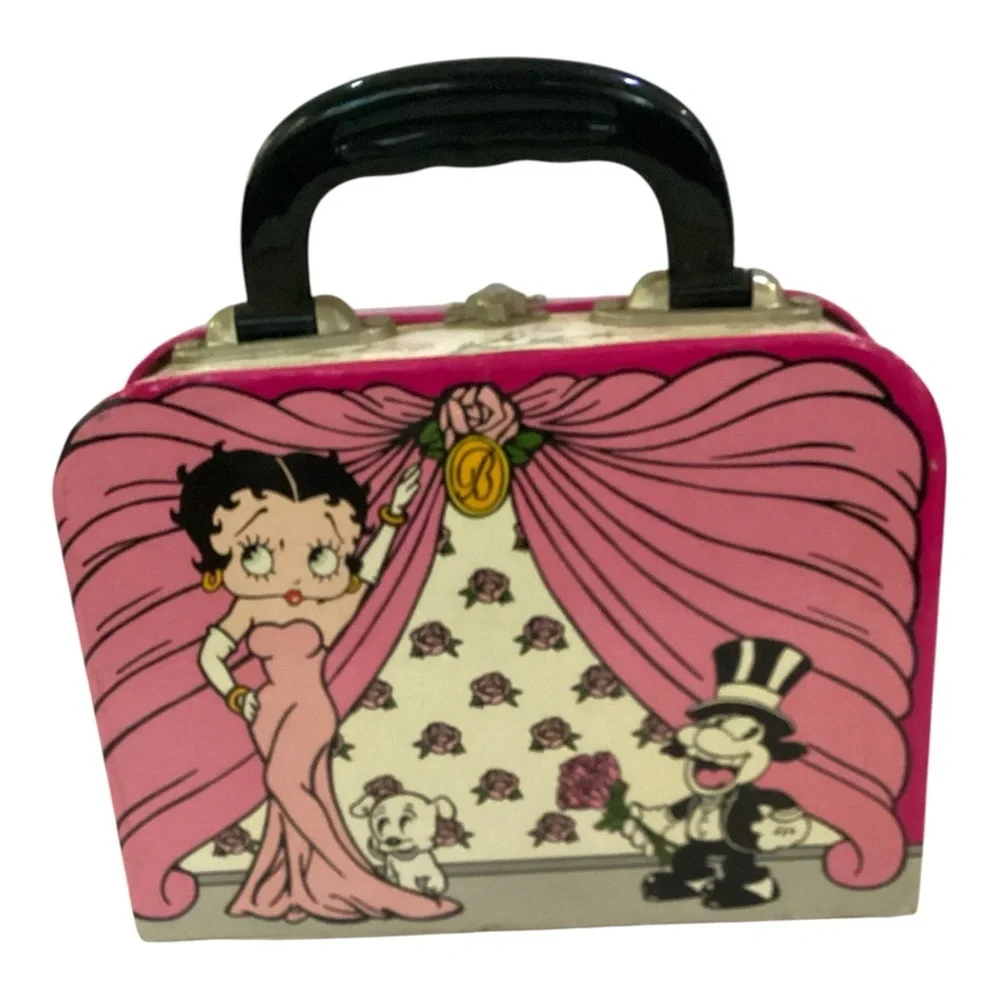 Betty Boop Suitcase Color Pink Anime Character 8 in x 8 in x 3 in Lunch Box - Picture 1 of 6